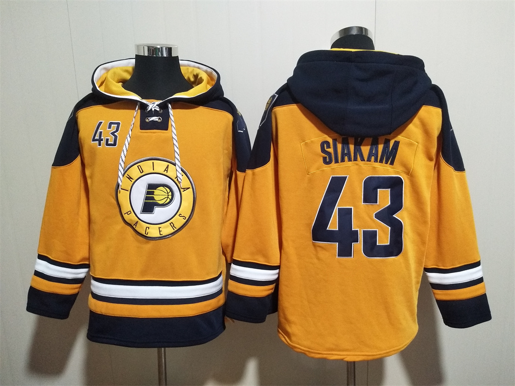 Men's Indiana Pacers #43 Pascal Siakam Royal/Red Lace-Up Pullover Hoodie